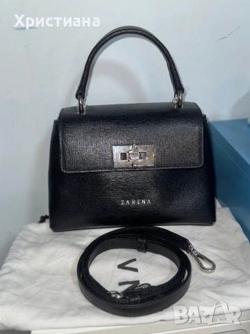 Чанта от естествена кожа на Зарена, черен цвят, снимка 7 - Чанти - 53383622