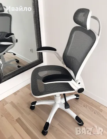 Бял дишащ ергономичен стол: офис, работен кабинет, учебен кът, гейминг, снимка 9 - Столове - 49199561