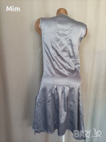 М Сатенена оловно сива рокля , снимка 4 - Рокли - 41096315