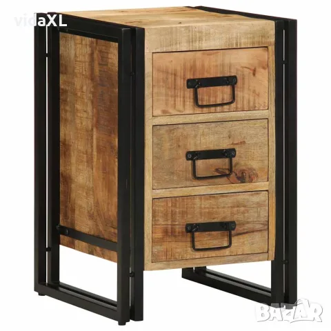 vidaXL Нощен шкаф Кафяво 40 x 40 x 59 см Солидно мангово дърво, снимка 3 - Шкафове - 56147534