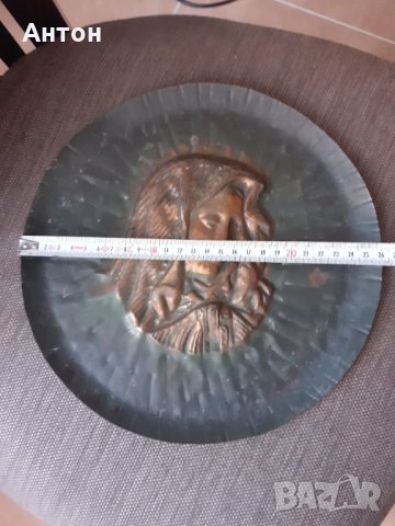 Старо медно пано Мадоната., снимка 3 - Антикварни и старинни предмети - 34795140