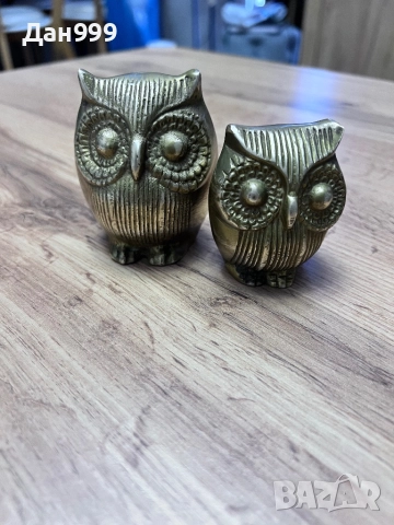 Две страхотни , колекционерски статуетки на бухалчета от месинг, снимка 5 - Колекции - 52777978
