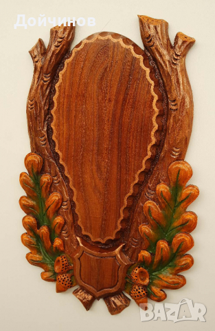 Поставка за ловен трофей на сръндак, дърворезба, бряст , снимка 1