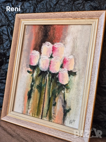 Рози, картина оригинал, пастел, снимка 3 - Картини - 52522310