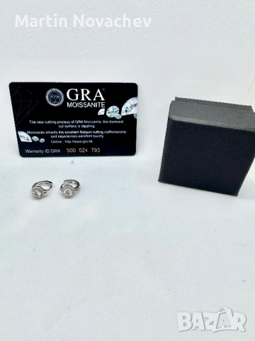 Сребърни обеци с мойсанит (Диамант) 0.5 карата, снимка 2 - Обеци - 53647946