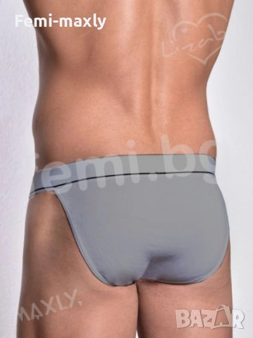 Уникален Супер Секси Мъжки памучен танга изрязан слип 5664 - сив, снимка 3 - Бельо - 52006060