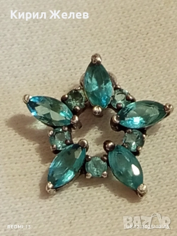 Колие сребърна звезда 🌟 със инкростирани кристали ТОПАЗ 34285, снимка 2 - Колиета, медальони, синджири - 52686750