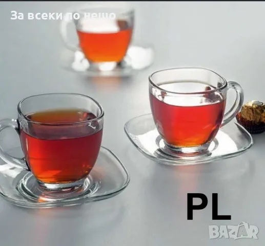 КОМПЛЕКТ СТЪКЛЕНИ ЧАШИ ЗА КАФЕ 6 БР. С ЧИНИЙКИ ., снимка 2 - Чаши - 48929180