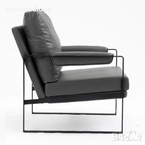 Дизайнерски фотьойл ФОКУС БЪФАЛО еко кожа в сив цвят, снимка 4 - Столове - 52822422