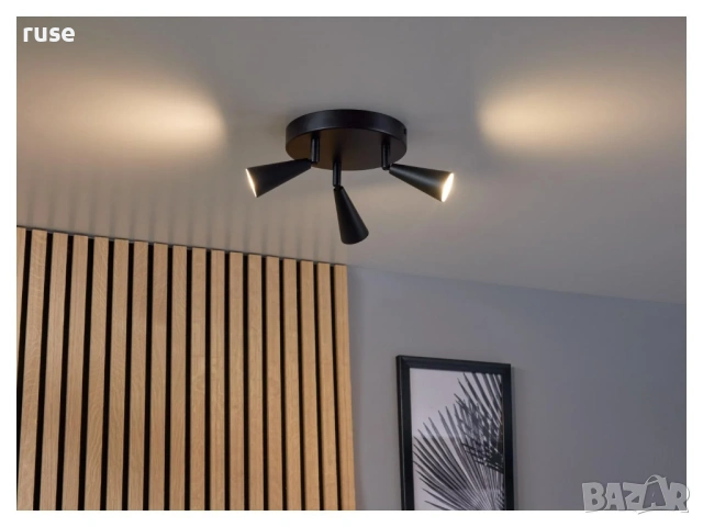 НОВИ! LED спот лампа плафон за таван тройка черен мат, снимка 3 - Лампи за таван - 53569054