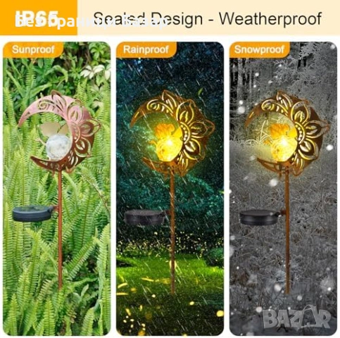 Нова Декорация за градина двор соларна лампа с фея и луна топла LED, снимка 2 - Декорация за дома - 53745713