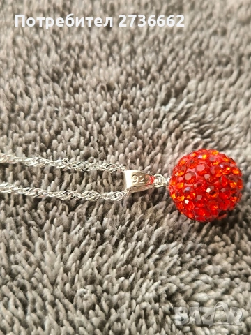 Сребърно колие с оранжев цирконии , снимка 3 - Колиета, медальони, синджири - 53795805