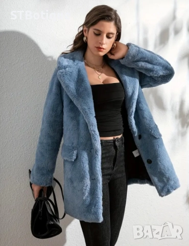 Елегантно дамско зимно палто STBoutique – луксозна изкуствена кожа ли, снимка 11 - Якета - 51936701