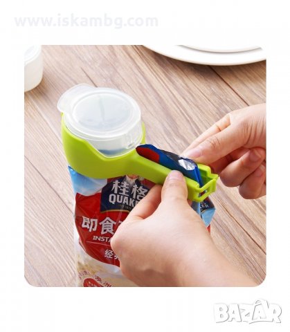 ПЛАСТМАСОВА ЩИПКА ЗА ПЛИКОВЕ С КАПАЧКА ЗА ОТСИПВАНЕ - код 2503, снимка 2 - Аксесоари за кухня - 33937962