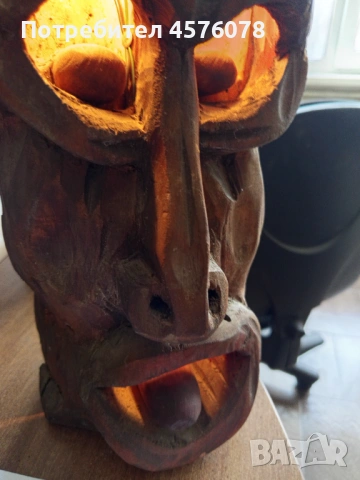 ретро мраморни и дървена лампа, снимка 5 - Лампиони - 53615457