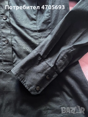 Черна памучна риза Beneton, снимка 9 - Ризи - 53062258