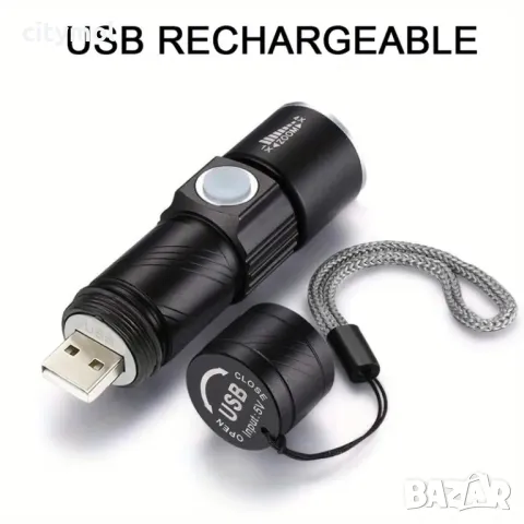 Фенер със зелена светлина, ZOOM функция, USB зареждане, снимка 5 - Оборудване и аксесоари за оръжия - 47624659