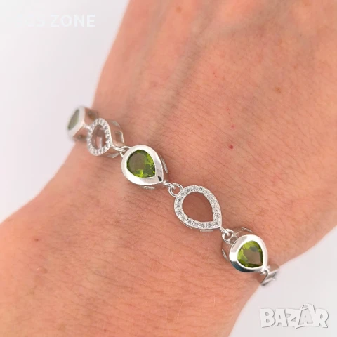 гривна от сребро 925 с перидот, снимка 6 - Гривни - 51264535