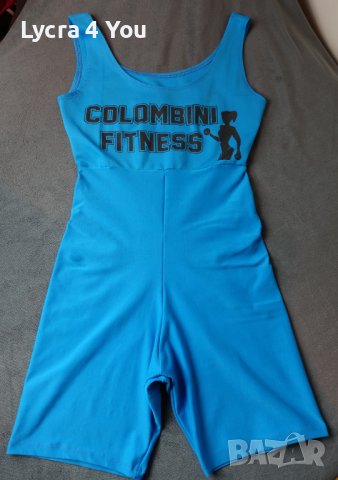 Син къс спортен гащеризон с ликра и надпис Colombini Fitness, снимка 5 - Гащеризони - 41629410