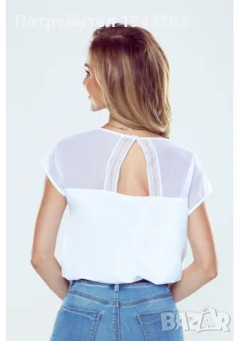 Дамска блуза с къс ръкав в бял цвят LISCA, снимка 2 - Корсети, бюстиета, топове - 48118226