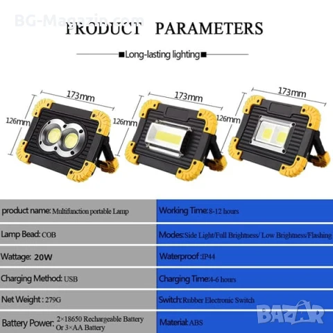 Мощна преносима къмпинг лампа LED осветление фенер презареждаща се USB за риболов палатка аварии, снимка 9 - Къмпинг осветление - 51016999