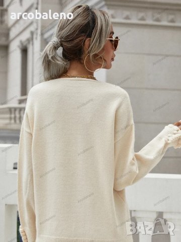 Дамски пуловер с маншети и копчета, 5цвята , снимка 9 - Блузи с дълъг ръкав и пуловери - 42407410