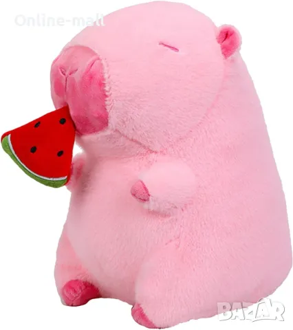 Плюшена капибара с диня – 25 см, розова, снимка 2 - Плюшени играчки - 50386674