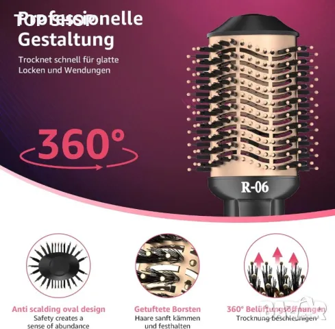 Многофункционална четка / сешоар за коса 1200 W R 06, снимка 10 - Маши за коса - 49132727