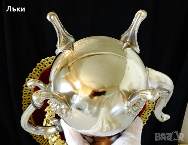 Посребрена бронзова кана,барок,като нова от вътре. , снимка 10 - Антикварни и старинни предмети - 53632227