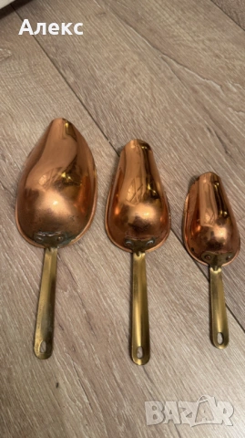 Старинни мерителни лопатки– мед, месинг, номерирани., снимка 2 - Антикварни и старинни предмети - 53057970