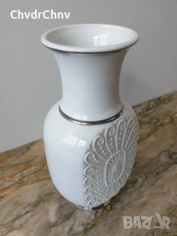 3бр вази Royal KPM 18-20-21см/КПМ Бавария стара немска порцеланова ваза/кобалт-цветя-злато-сребро, снимка 15 - Вази - 48897861