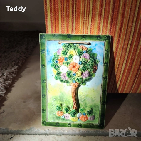 Декоративно керамично пано Дървото на живота, ръчна изработка, снимка 6 - Декорация за дома - 52492354