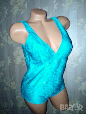 Страхотен тюркоазен цял бански за едра дама ХЛ, снимка 6 - Бански костюми - 33802377