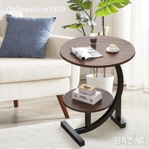 Модерна холна маса, Странична холна маса, 2 нива, Орех, снимка 2 - Маси - 50477872