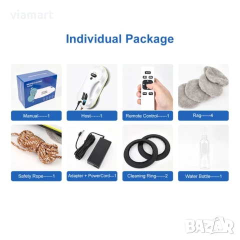 Робот за почистване на прозорци с автоматично пръскане PuRuiKai 309, снимка 13 - Прахосмукачки - 51423021