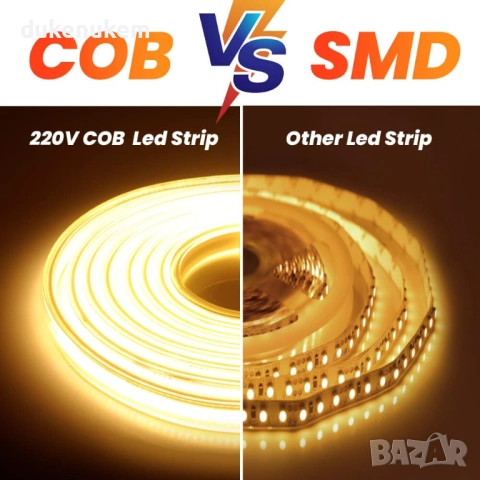 COB LED лента XUNATA 220V, 2 м, 360 LED/m, IP65, естествена светлина 4000K, снимка 6 - Лед осветление - 52652073