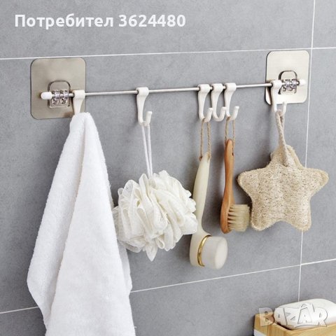  Закачалка за кухненски прибори със 6 куки БЕЗ ПРОБИВАНЕ, снимка 6 - Аксесоари за кухня - 39975659