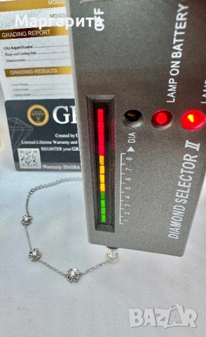 Сребърна гривна с мойсанит (диамант) 0.5 карата, снимка 5 - Гривни - 53306163