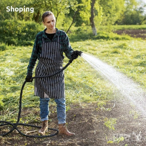 Гъвкав разтеглив градински маркуч 30м – Пълен комплект с пистолет (7 функции) и конектори, снимка 9 - Градински инструменти - 53387280