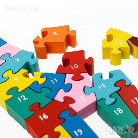 Дървен пъзел с цифри "Жираф"-11х28 см., снимка 2 - Игри и пъзели - 53055601