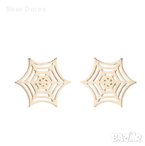 RD 507 Обеци Паяжина в златисто медицинска стомана безплатна доставка подарък, снимка 1