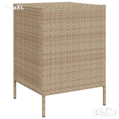 vidaXL Градински шкаф за съхранение бежов 55x59x80 см полиратан, снимка 7 - Ракли - 56147368