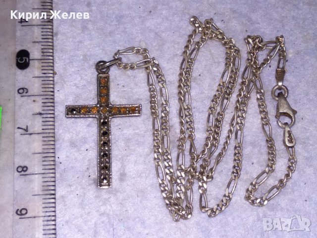 Стар МАРКАЗИТЕН СРЕБЪРЕН АРТ КРЪСТ СРЕБРО 925 с АВТОРСКА СРЕБЪРНА 925 КАРТИЕ ПЛЕТКА ВЕРИЖКА 38533, снимка 5 - Колиета, медальони, синджири - 41451029