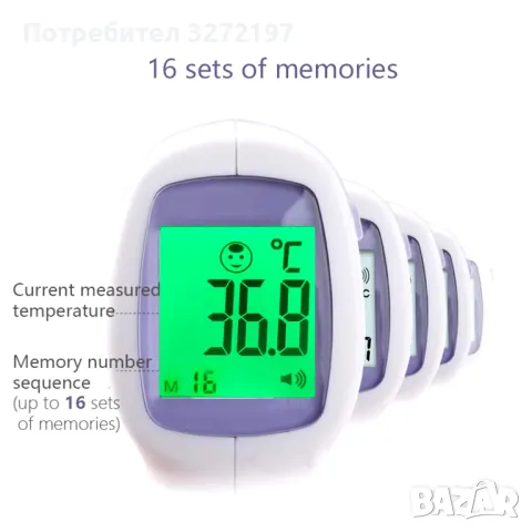 Комплект апарат за кръвно налягане, пулсомер и термометър , снимка 16 - Други - 48259220