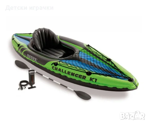 Надуваем каяк Challenger K1 Intex, единичен, 274x76 см, PVC, яркозелен, до 100кг, снимка 5 - Водни спортове - 49981862