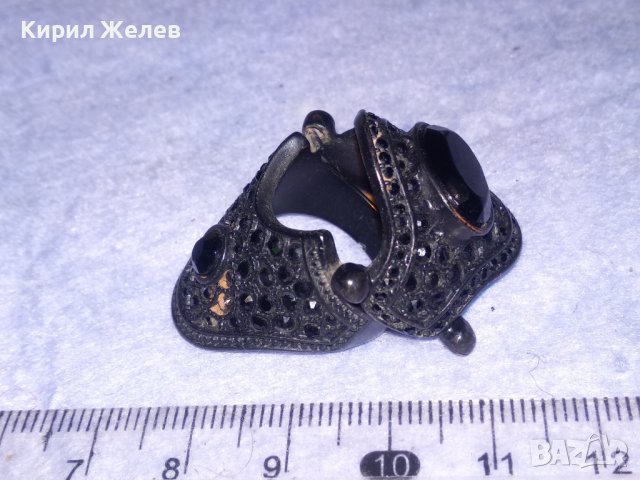 ШАРМАНТЕН ВИНТИДЖ МЕДЕН ЛАКИРАН РАЗДВИЖЕН ДВУКОМПОНЕНТЕН АРТ ПРЪСТЕН 37043, снимка 5 - Пръстени - 40415209