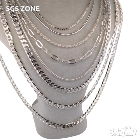 Стилна сребърна верижка от Италия с родиево покритие , снимка 11 - Колиета, медальони, синджири - 53124203