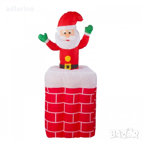 Надуваем Дядо Мраз в комина, надуваем, 180 см, коледна декорация, снимка 1