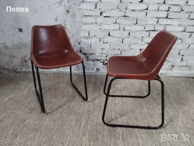 Винтидж кафяв кожен стол Kare, снимка 2 - Столове - 49157376