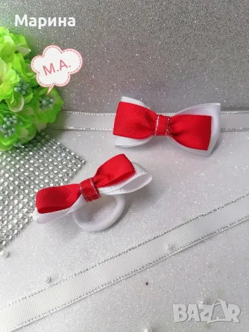 Панделка за коса в червено и бяло., снимка 7 - Аксесоари за коса - 49221860